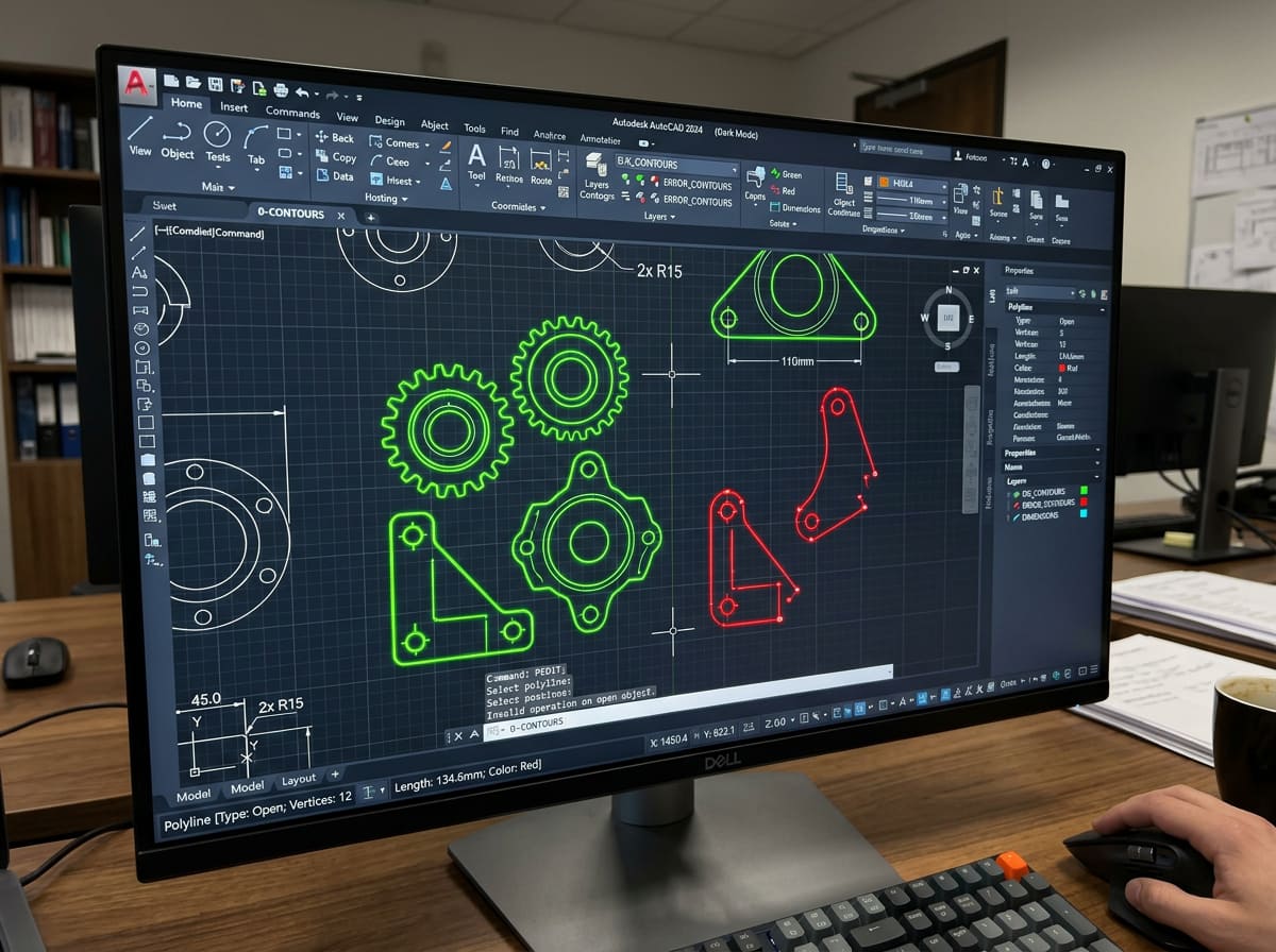 Замкнутые и незамкнутые контуры DXF в AutoCAD для лазерной резки